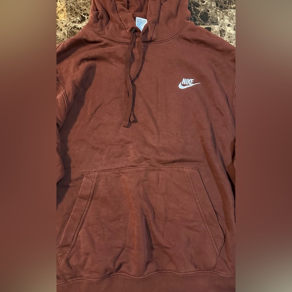 Nike Men's Rust Brown/ Maroon Hoodie Sweatshirt Pull over Large with pocket - Picture 2 of 6